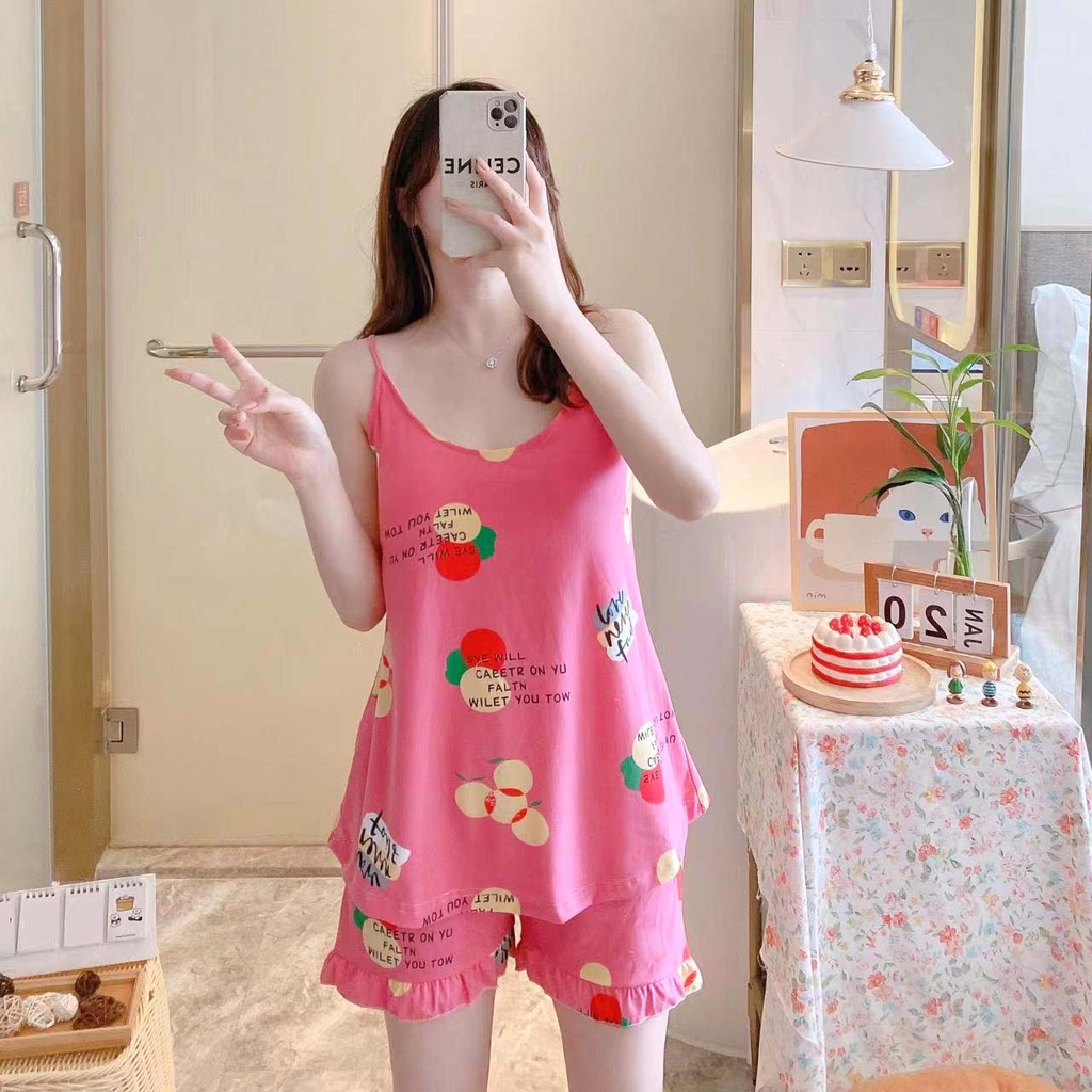 BEE - Setelan Piyama Tanktop / Baju Tidur Wanita Piyama Sexy Import