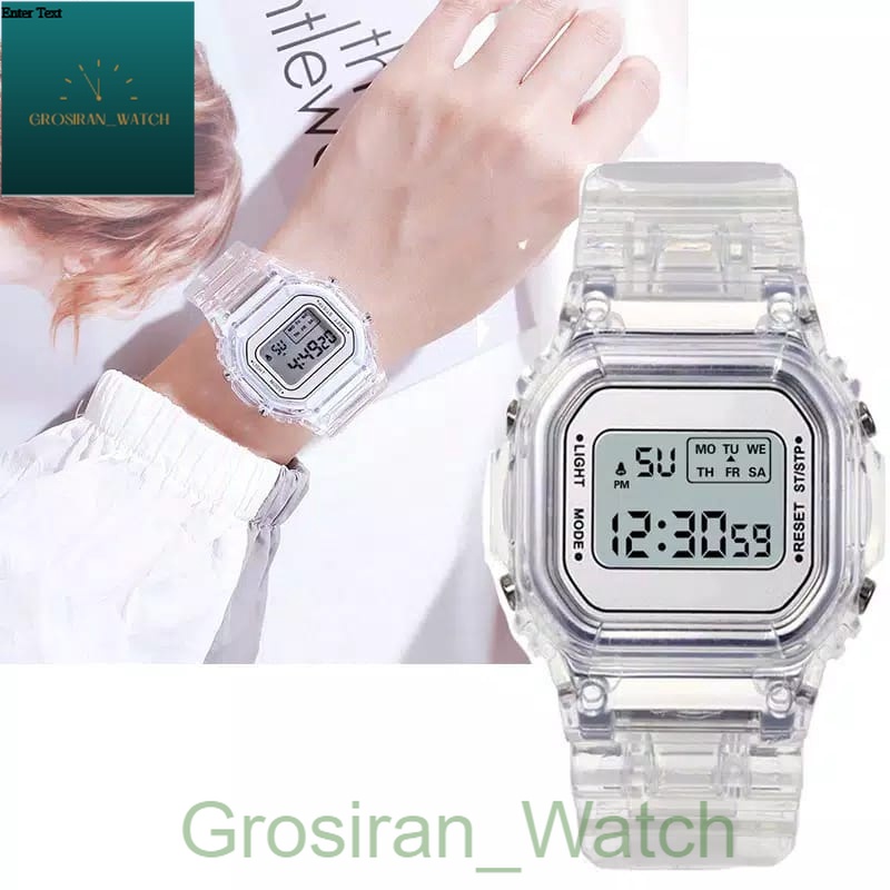 Jam Tangan Wanita Fashion Korea Style Digital Sport LNR-1175 tali transparan [G_W]