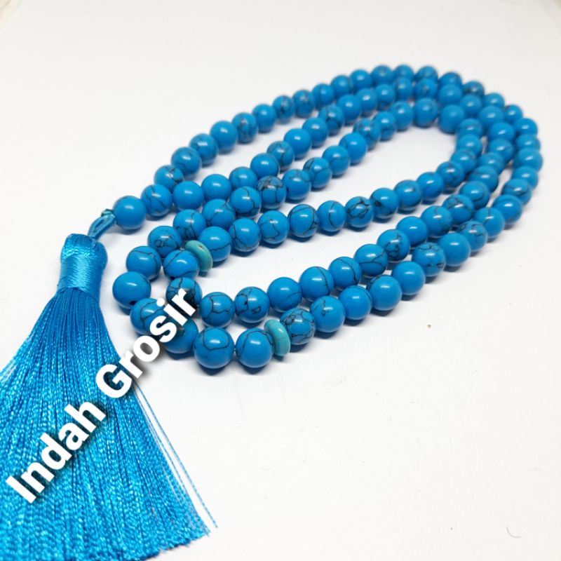 TASBIH BATU PIRUS BIRU 8MM 99BUTIR ORIGINAL