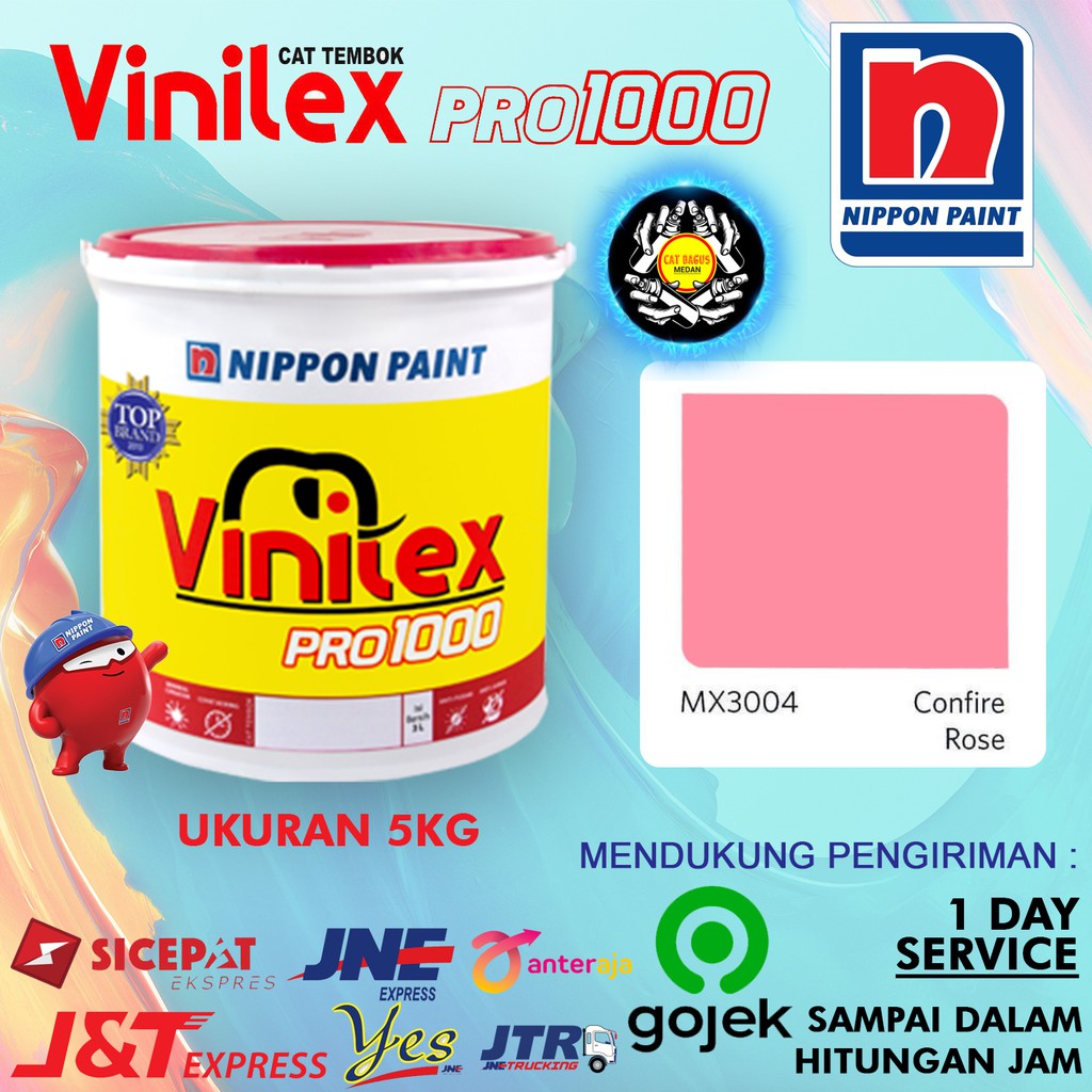 CAT AIR TEMBOK DINDING VINILEX 5 KG WARNA MX 3004 CONFIRE ROSE MX3004 PINK TUA MERAH MUDA PEKAT 5KG 
