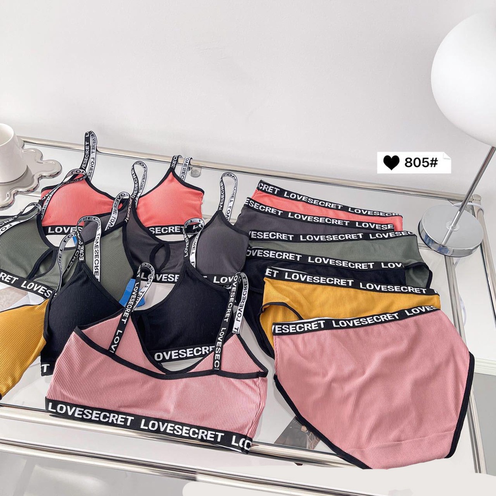 Nicebra Set Pakaian Dalam Wanita Model List dengan Tulisan &quot;Secret Love&quot; Bahan Adem 1084