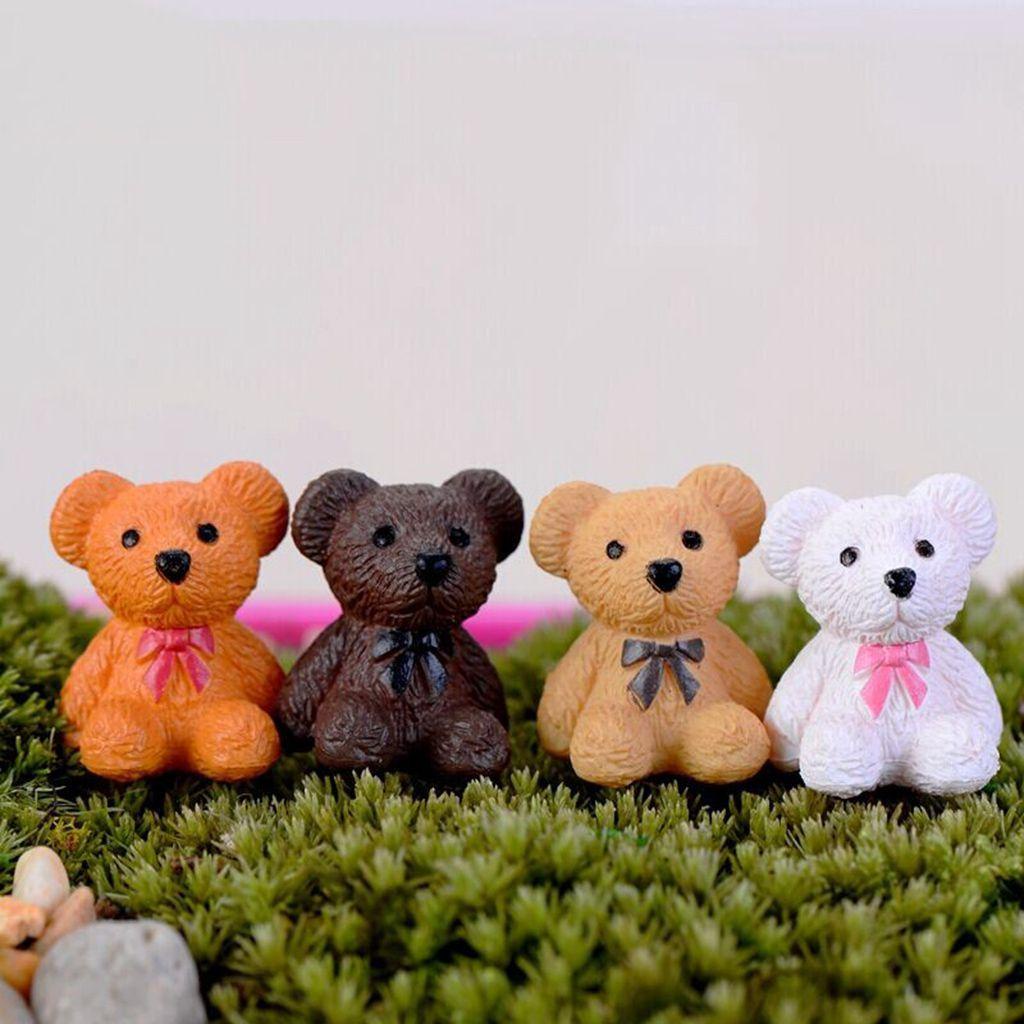 [Elegan] Mini Bears Patung Resin Menggemaskan Dekorasi Desktop Mini Taman Sukulen DIY Hadiah Anak Hiasan Kue