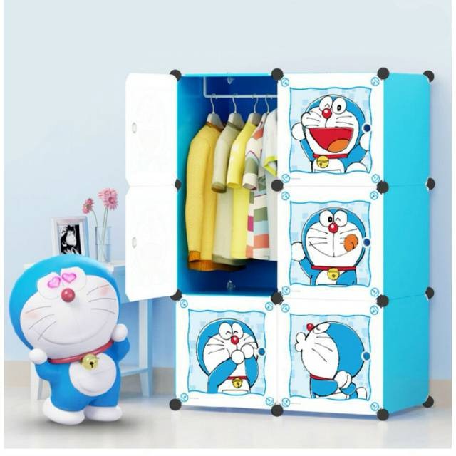 LEMARI SUSUN 6 KOTAK / LEMARI KABINET 6 KOTAK / RAK KABINET 6 SUSUN / LEMARI DORAEMON HELLO KITTY