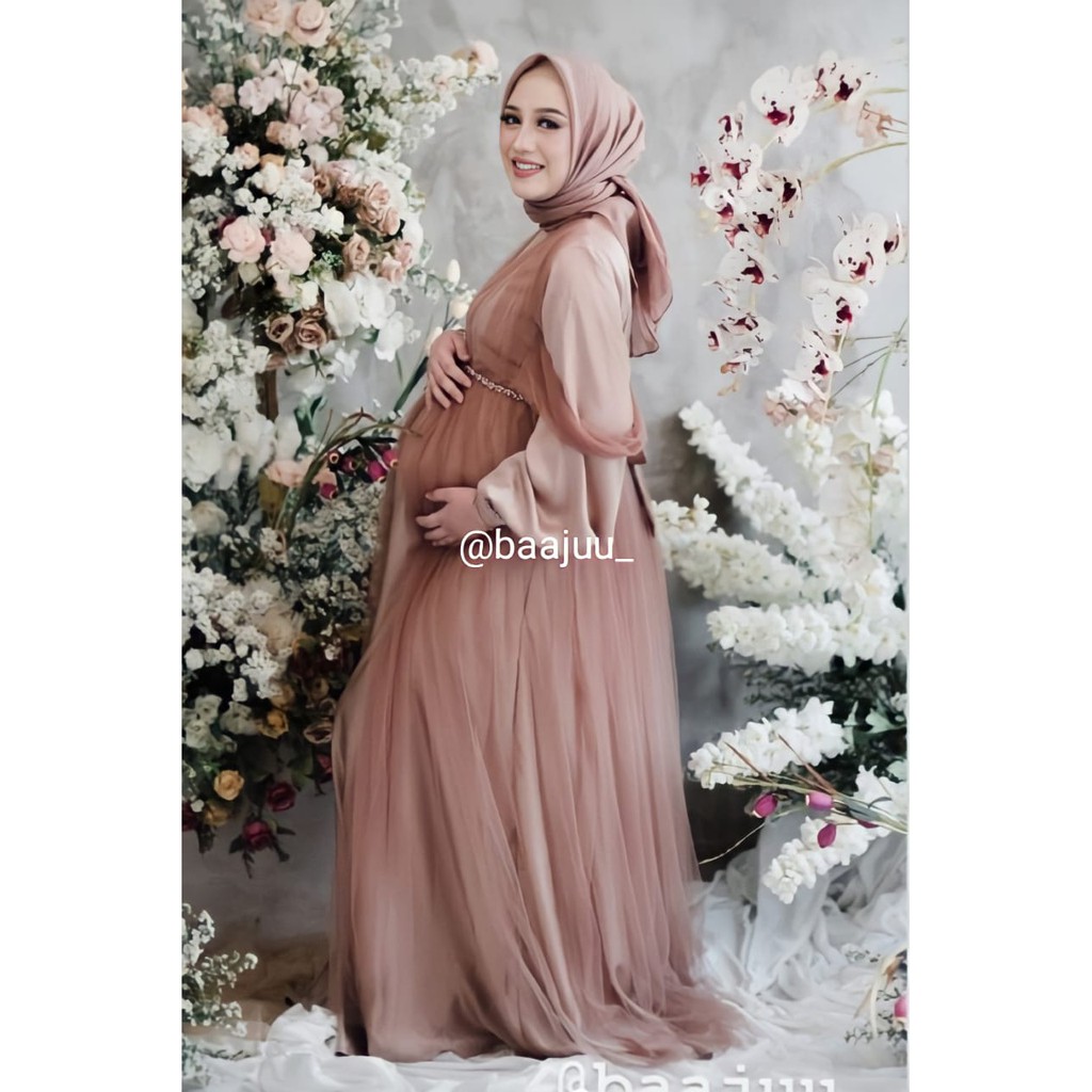 Khadijah Lengan Balon | Gaun Pesta | Dress Kondangan | Dress Maternity