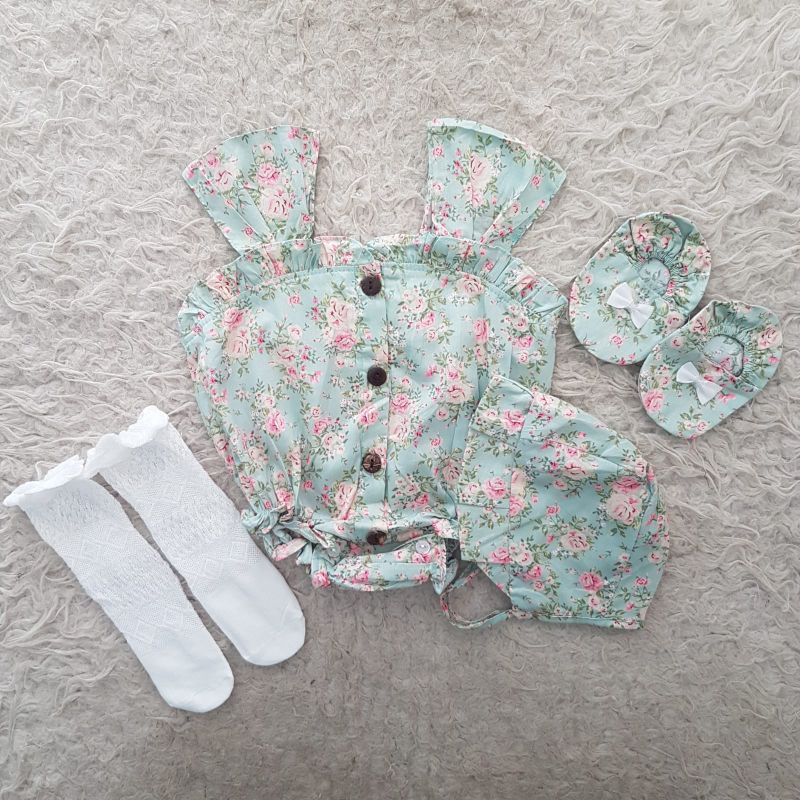 baju bayi Shabby flower jumper