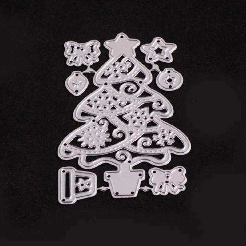 Cetakan Stensil Cutting Dies Motif Pohon Natal Bahan Metal Untuk Scrapbook / Craft DIY