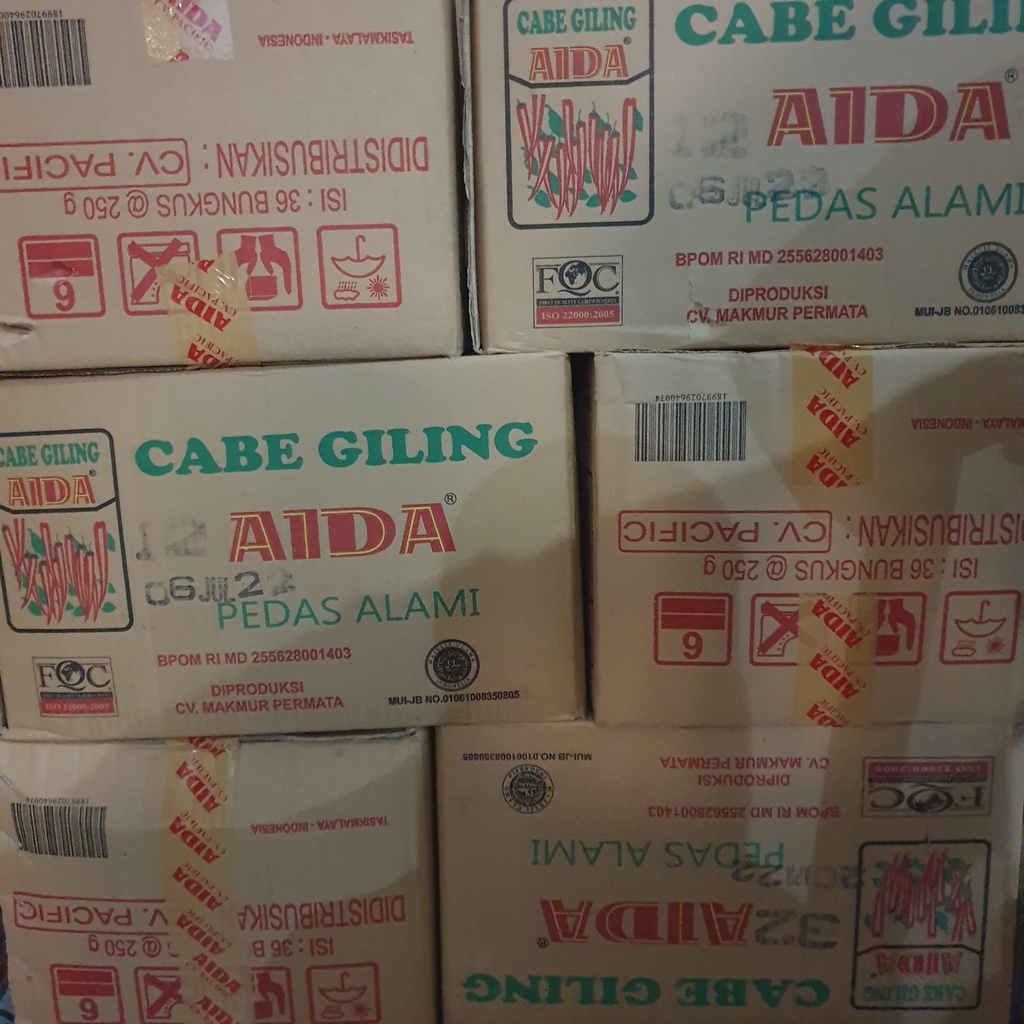 [Dus] AIDA Cabe Giling asli Pedas Alami 36 pack x 250g - AIDA25