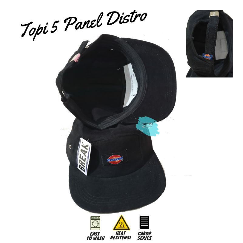 Topi 5 Panel Distro Branded Topi Snapback Topi Pria Hitam