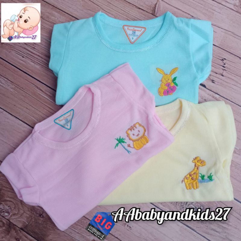 PRODUK TERBARU!!!3PC SUNFLOWER KAOS OBLONG BAYI SALUR BORDIR UKURAN S M L SNI PREMIUM QUALITY