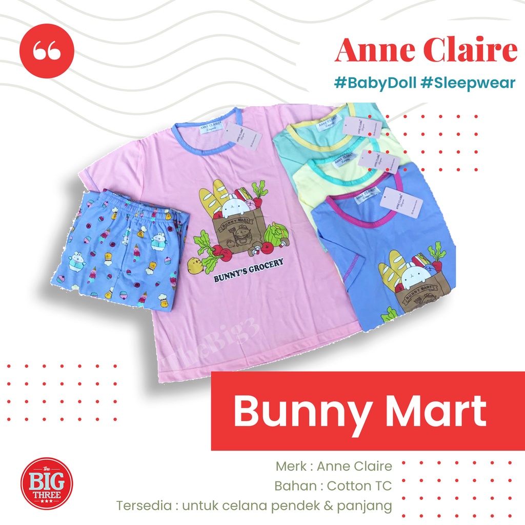 ANNE CLAIRE Setelan Lengan Panjang Celana Panjang Bodyfit BabyDoll Baju Tidur All Motif