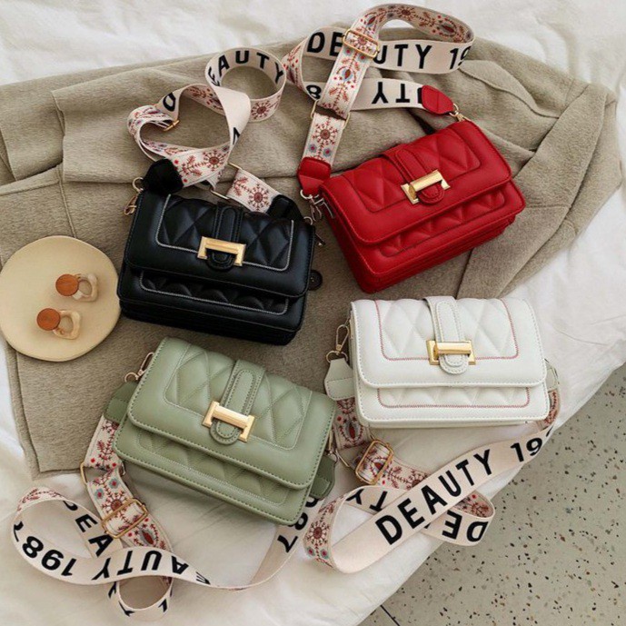 Tas Selempang Korea TAS SELEMPANG WANITA LANCE KOREA IMPORT MURAH SLING BAG KULIT ORI TALI LEBAR FAS