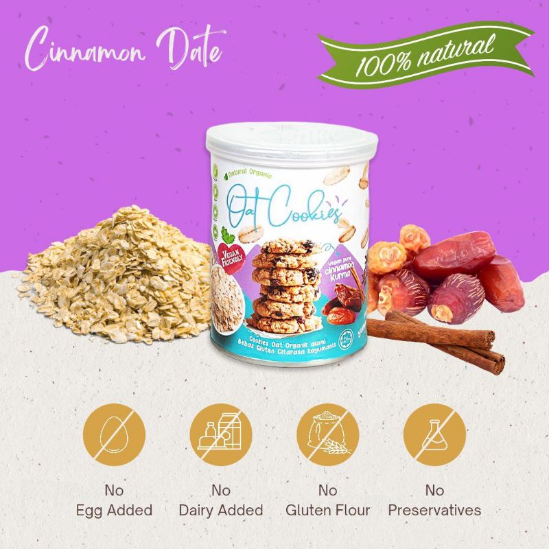 

Organic oat cookies cinnamon date