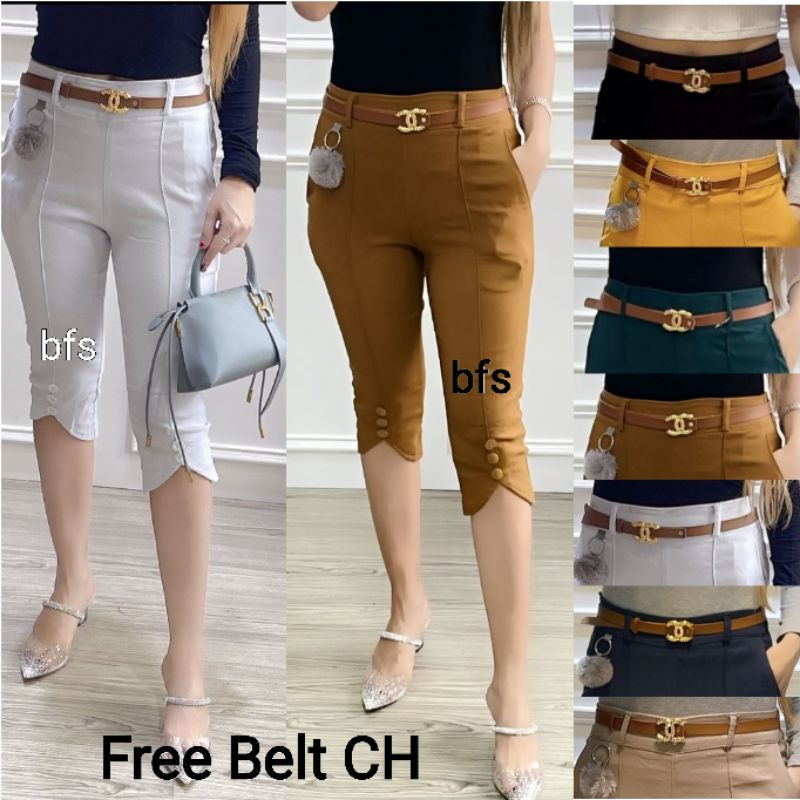 Celana Wanita 7/8  SoftJeans Strecth import Free Belt