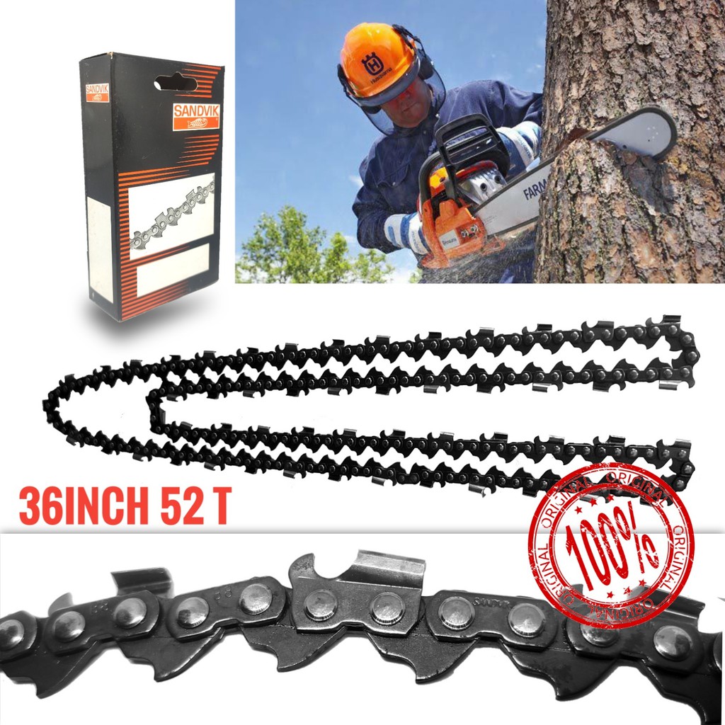 SANDVIK Mata Pisau Rantai Gergaji Mesin Senso Chainsaw Tebang Pohon 070 52T BAR 36 INCH BELAH