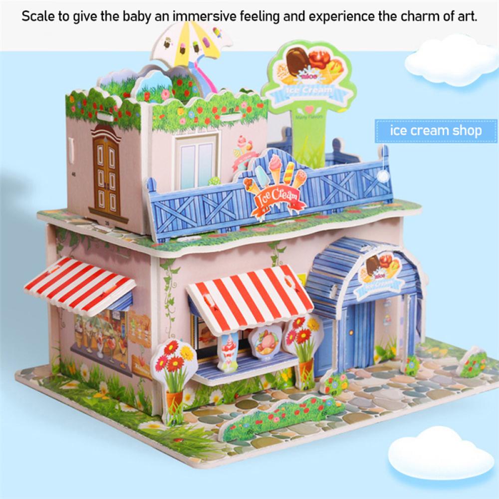 Timekey Mainan Puzzle Rakitan Simulasi Villa Kastil 3D Manual DIY Untuk Anak P3Z2