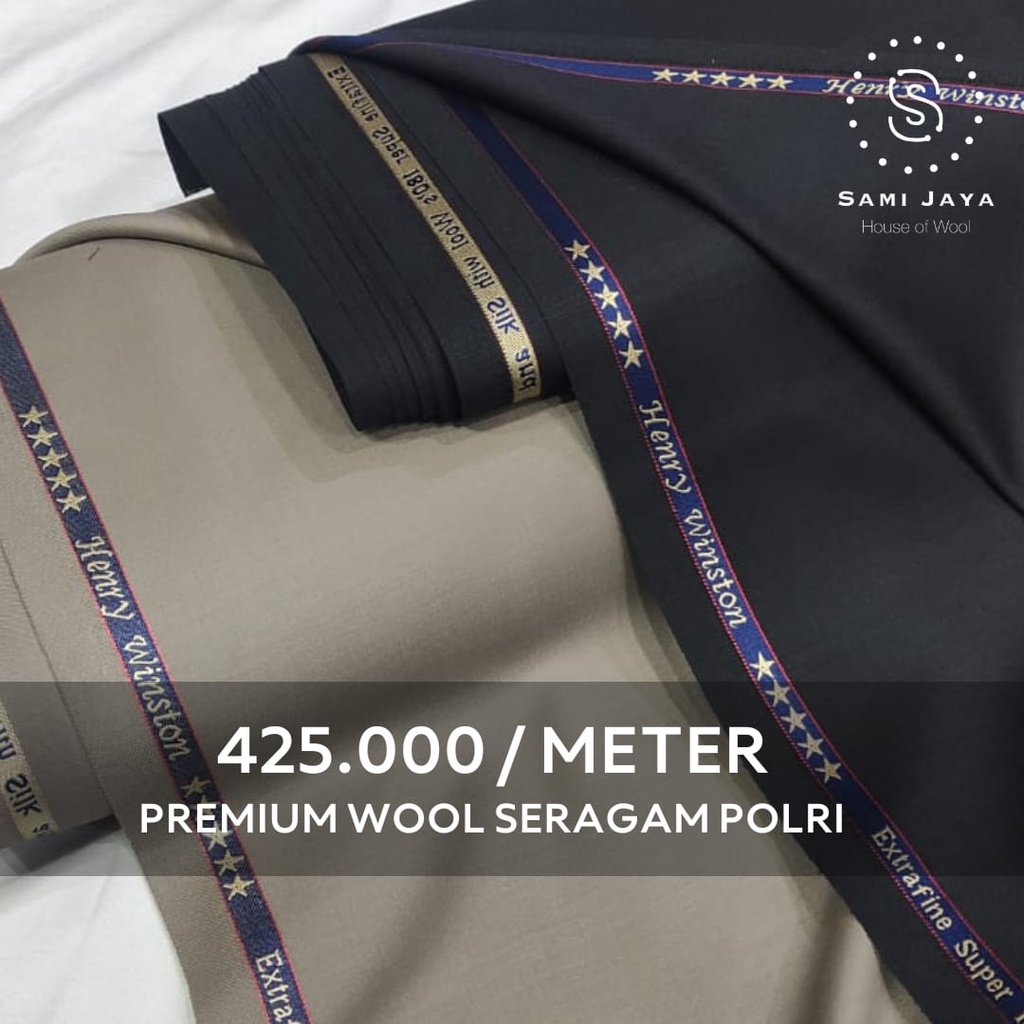 (per 0,25m) Kain Bahan Seragam Polri PREMIUM WOOL Henry Winston/Charles Clayton Atasan Bawahan