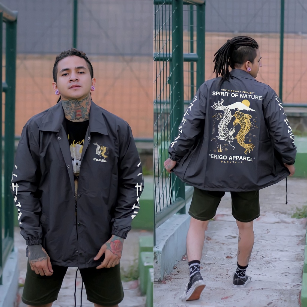 Coach erigo Jacket remaja Apparel NAGA jepang jaket pria wanita jacket murah distro remaja kekinian terbaru jeket perasut-KOI abu