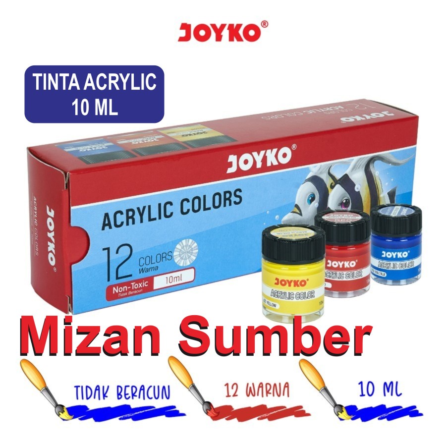 

TINTA ACRYLIC CAT AKRILIK 12 WARNA 10ml MURAH