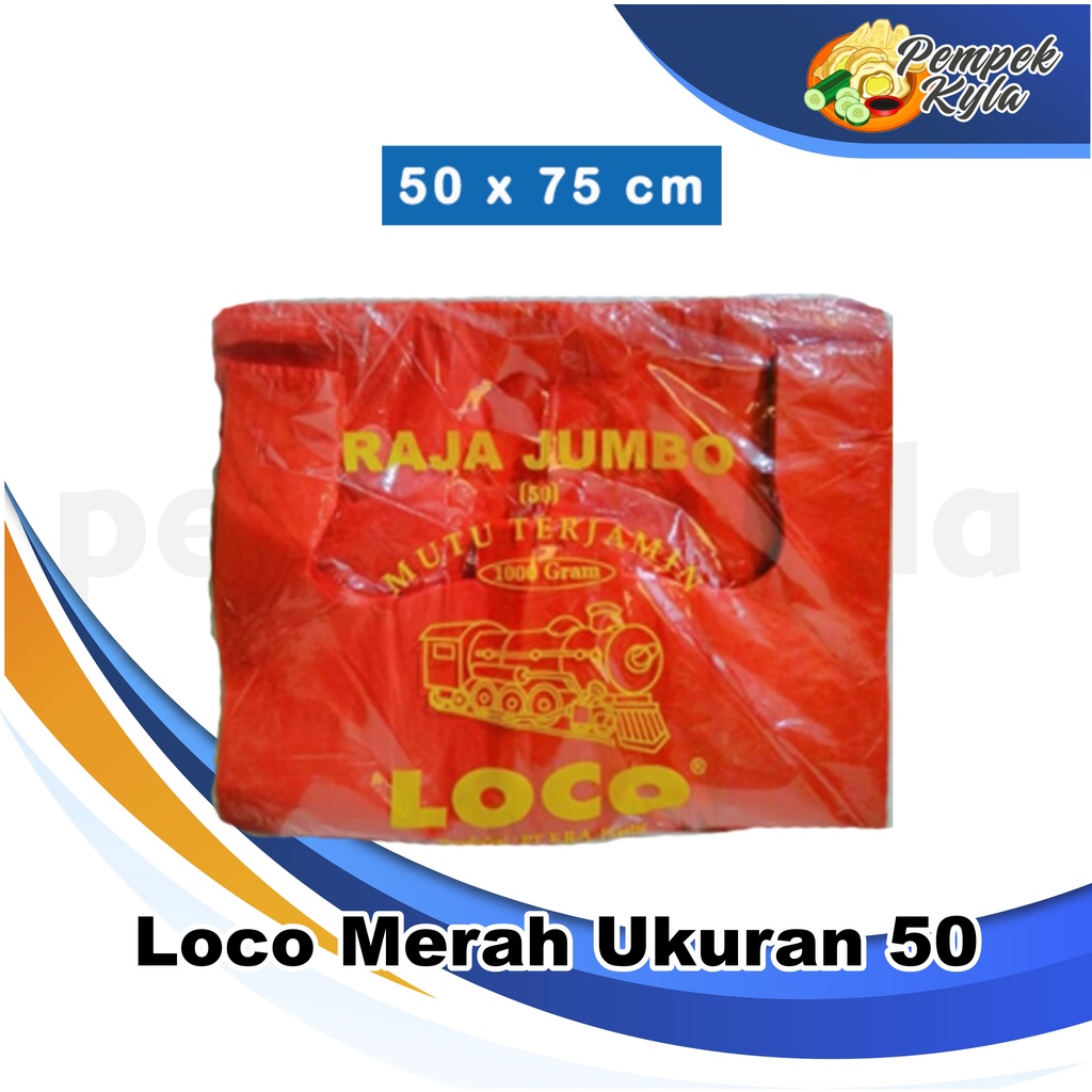 Kantong Plastik Kresek Loco Tebal Merah 1 kg ukuran 50