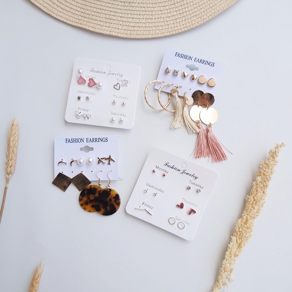 Anting Set Simple Retro Gaya Korea Simple Creative Earrings Aksesoris Wanita