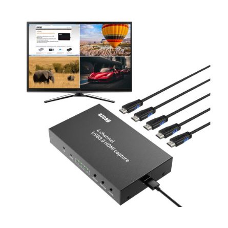 Usb 3.0 hdtv video capture ezcap 4 port channel quad multi viewer 4x1 1080p live streaming obs adobe Vmix VLC ez-cap264 ezcap 264