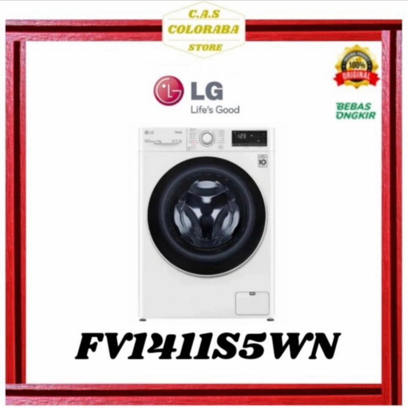 MESIN CUCI LG FV1411S5WN MESIN CUCI FRONT LOADING 11 KG INVERTER FV1411 MESIN CUCI 1 TABUNG 11 KG