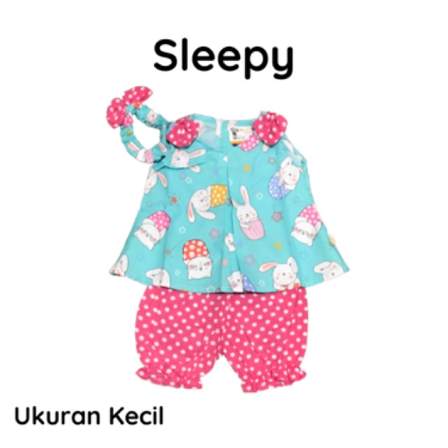 Dress Bayi / Setelan Dress Bayi Perempuan dengan Bandana / Bando Hoshi motif Cute