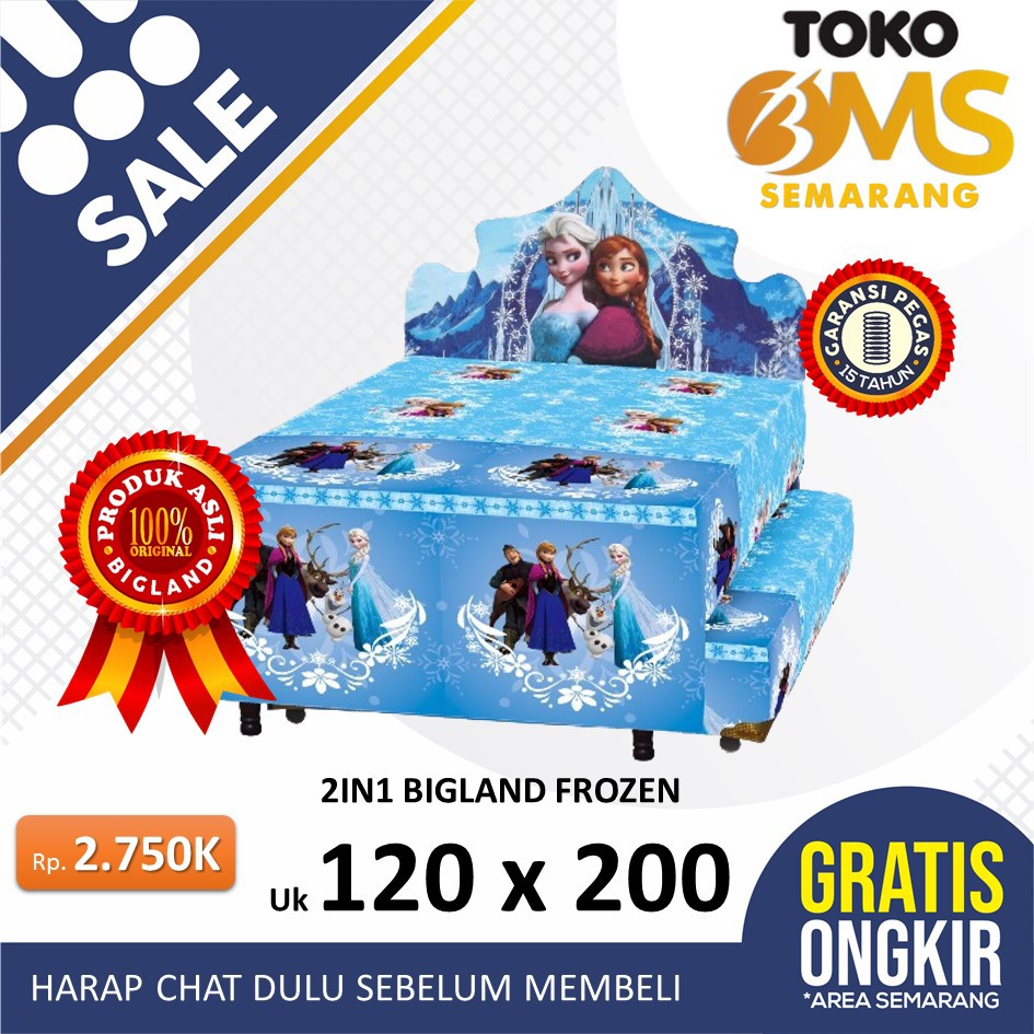 [PROMO] Twin 2in1 Sorong Bigland Frozen ukuran 120x200  springbed atas bawah Toko Bms