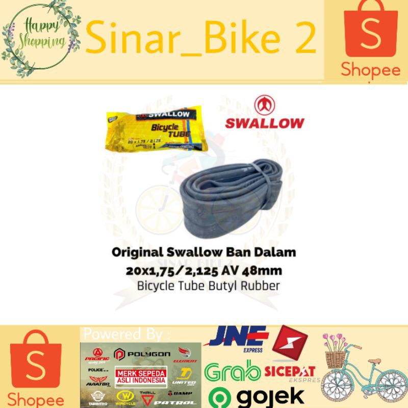 Ban Dalam Swallow 20×1.75/2.125 AV 48mm Pentil Motor Panjang