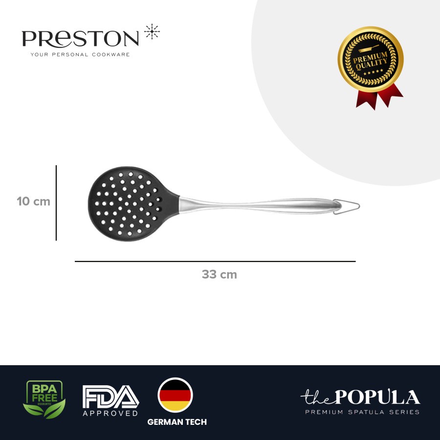 PRESTON COOKWARE SKIMMER - Skimmer Spatula HITAM - Sutil Masak Silikon Food Grade / Spatula Silikon