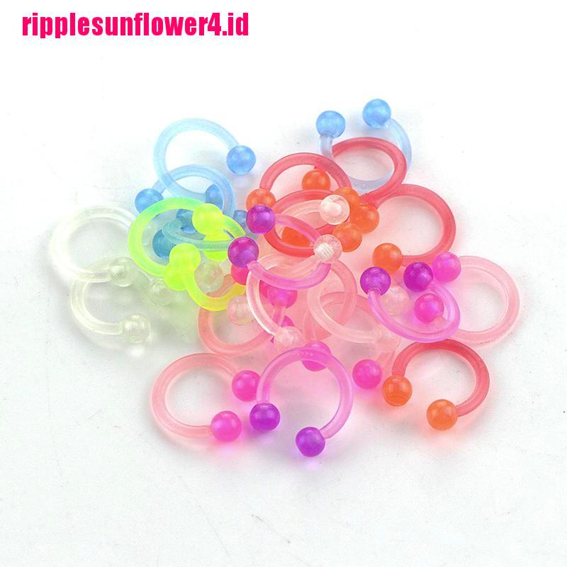 Cincin Stud Luminous Bahan Akrilik Untuk Tindik Hidung Bibir Dan Telinga