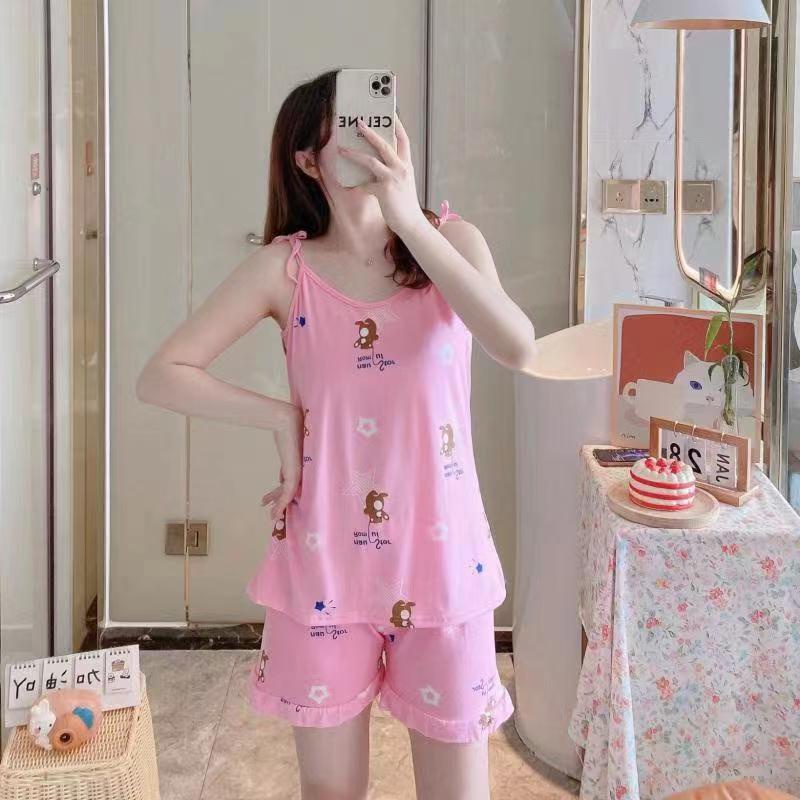 Piyama Set Baju Tidur Import murah model Babydoll wanita daster bahan kaos katun