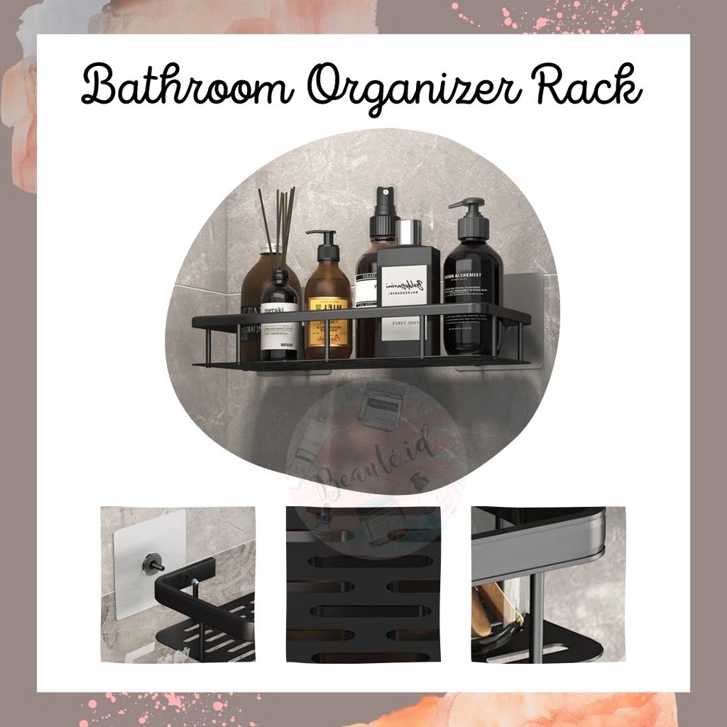 Rak Gantung Kamar Mandi Sabun Sampo Dekorasi Premium Elegan Aesthetic Bahan Aluminium Tebal Kuat Rak Botol Rak Dapur Ruang Kamar Serbaguna Anti Karat Bathroom Organizer Rack