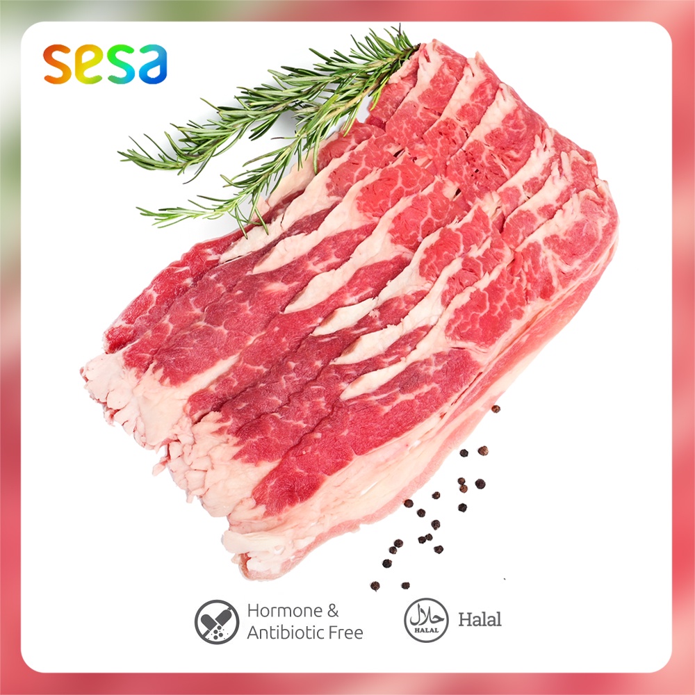 Shortplate Slice USA Beku Halal 500 g (Daging Sapi)