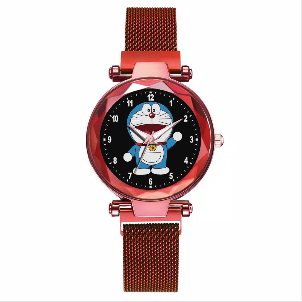 Jam Tangan Wanita Custom - DORAEMON MOTIF 4 Free Box &amp; Batre Cadangan