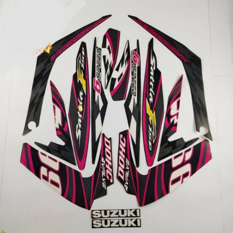 striping lis stiker standar ori satria fu barong 99 hitam pink 2012 stiker ori satria fu 2012