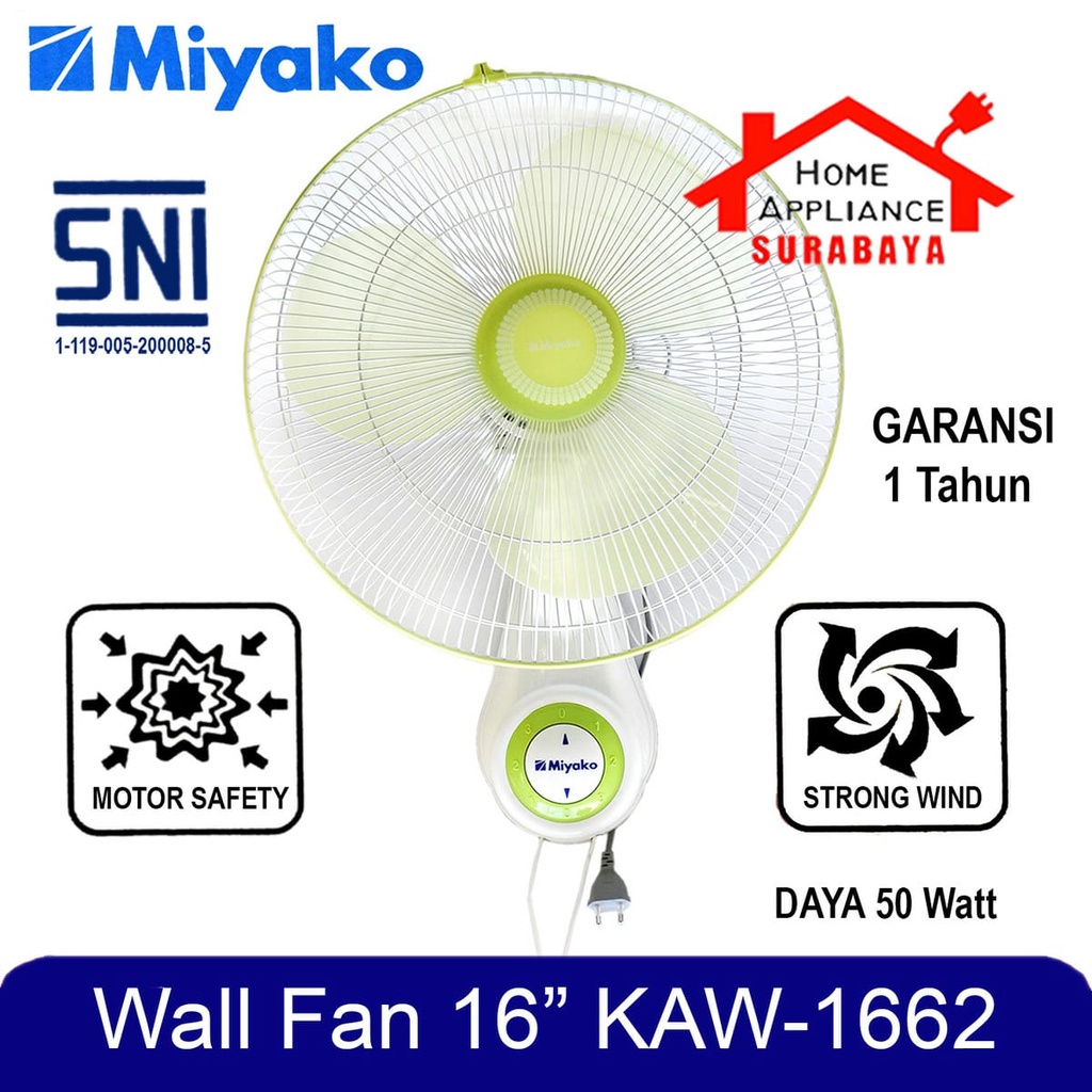 Kipas Angin Dinding Wall Fan Miyako 16 Inch 16&quot; KAW-1662 / KAW1662 / KAW 1662