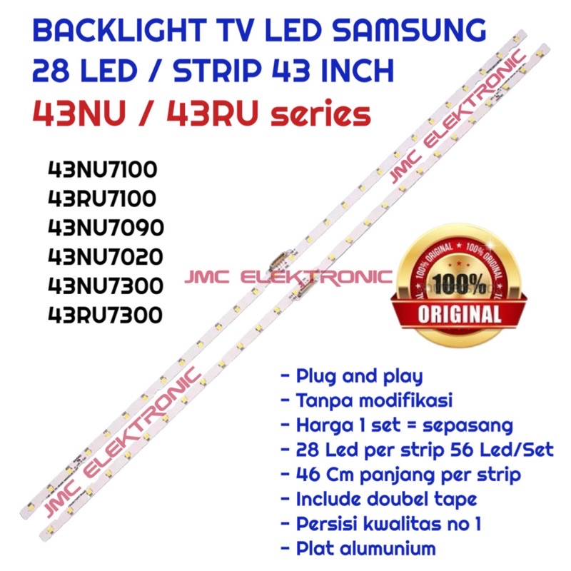 BACKLIGHT TV SAMSUNG 43 INC UA 43NU7100 43NU7090 UA43NU7100 UA43NU7090 LAMPU BL LED IN INCH 43NU ORI