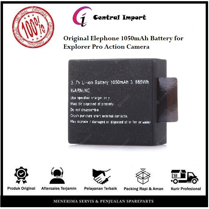 Original Elephone 1050mAh Battery for Explorer Pro Action Camera - Black