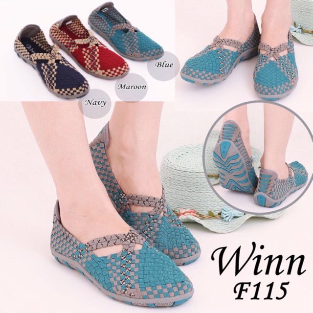 Winn 115 sepatu IMPORT anyaman rajut wanita ORI