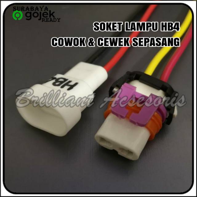 Soket Konektor Lampu Sepasang - H11 / HB3 / HB4 - Male Female / Cewek Cowok - Harga Set 2pc