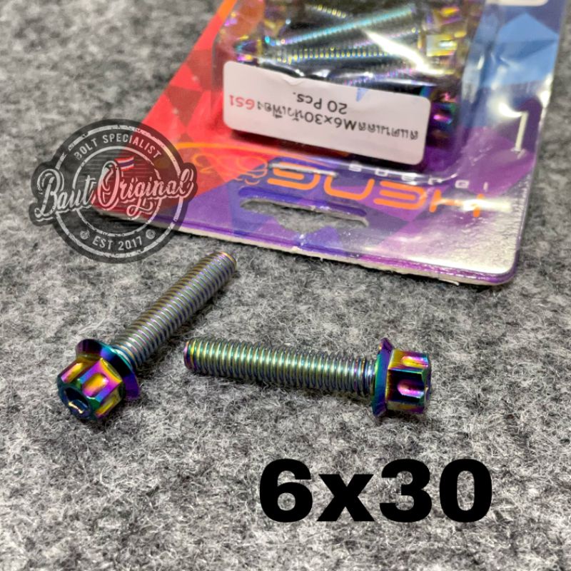 Baut probolt 6x30 rainbow gs1 drat 10 panjang 3 cm ori heng thailand