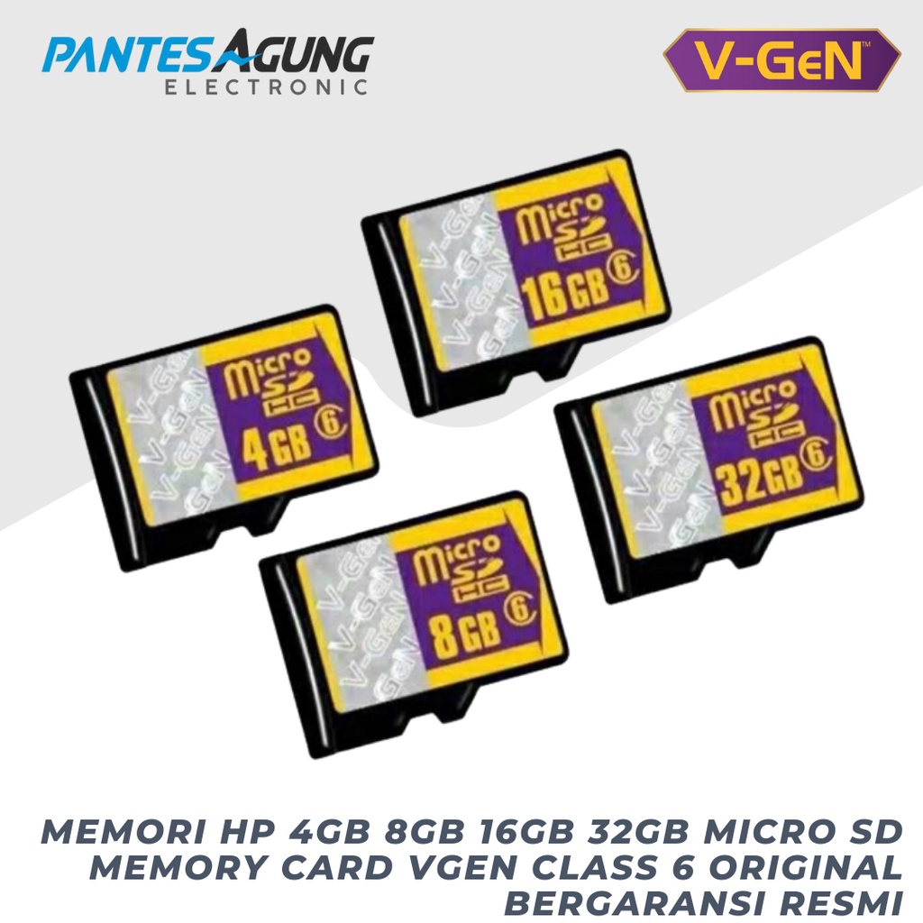 MEMORI HP 4GB 8GB 16GB 32GB MICRO SD MEMORY CARD VGEN CLASS 6 ORIGINAL BERGARANSI RESMI