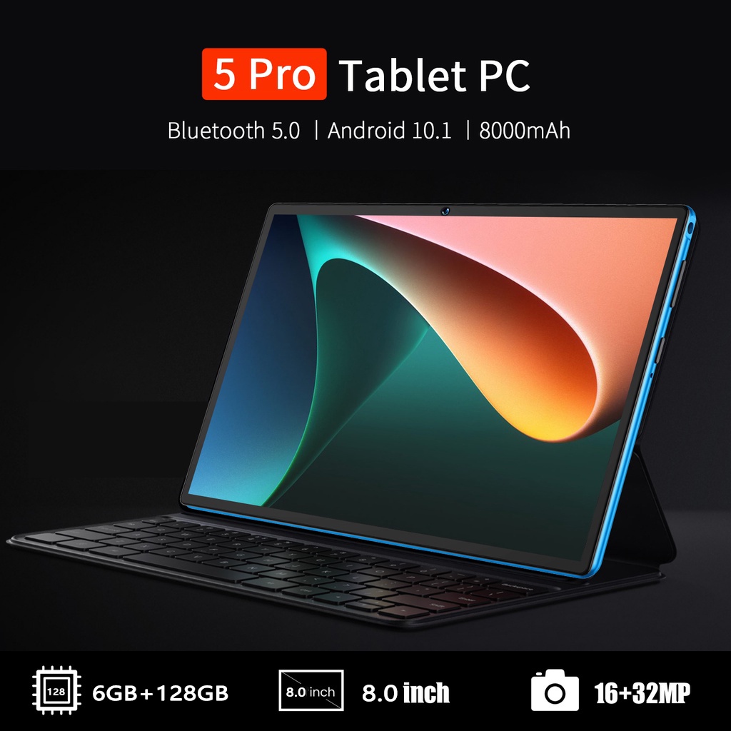 Tablet PC 5 Pro tablet android 6GB RAM + 128GB ROM Baru Sepuluh Inti 4G Jaringan Android 8.1 Dual SIM/Cocok untuk belajar