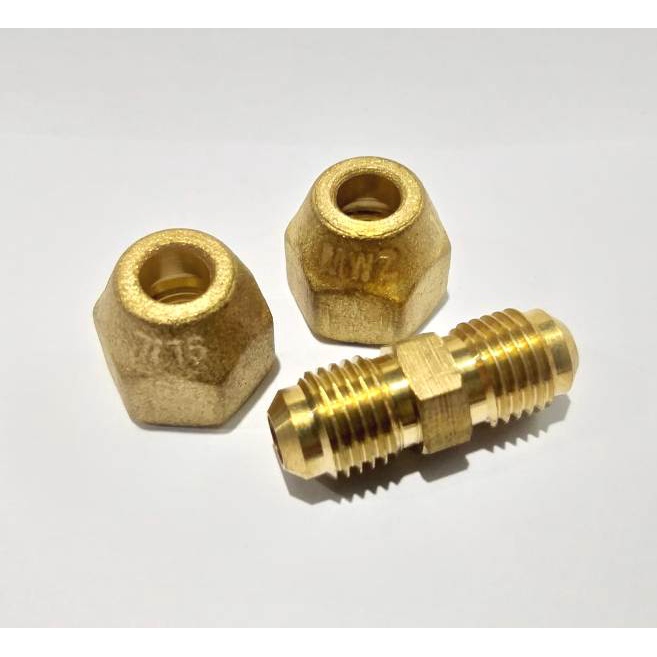 Double Nepel Set 1/4 Pipa AC 2 nut 1 Adapter Nepel