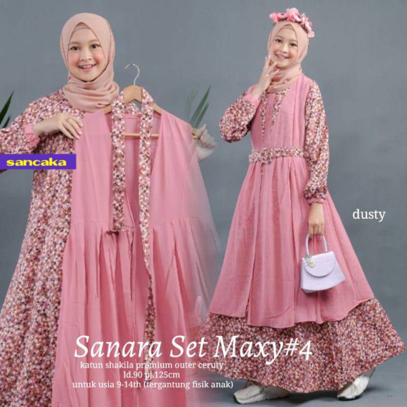 SANARA SET MAXY KIDS 4 GAMIS DRESS ANAK INNER SHAKILA MIX OUTER CERUTY BABYDOLL BEST SELLER TERMURAH