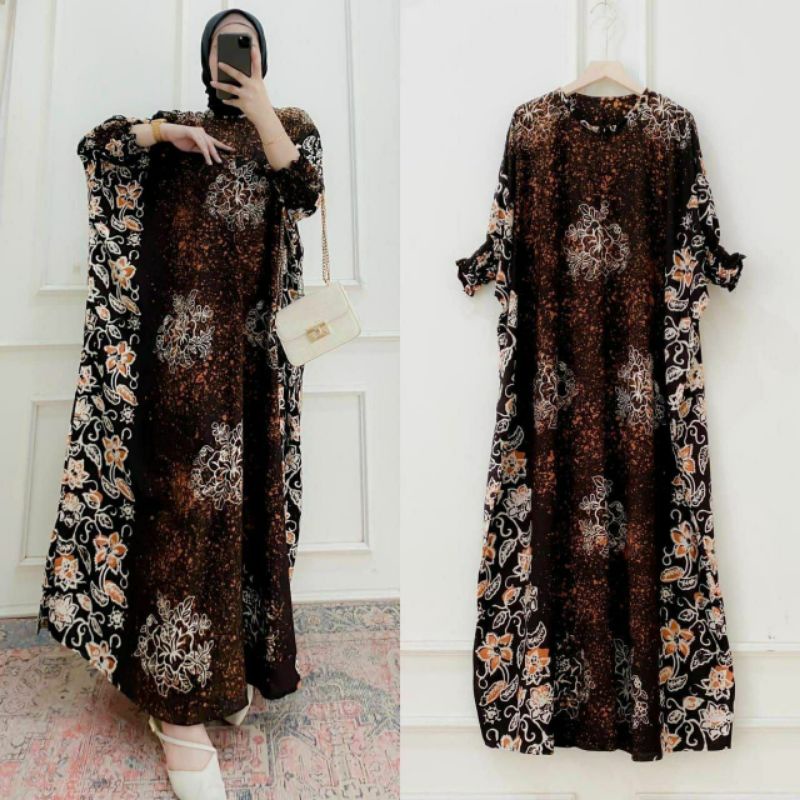 DASTER KAFTAN JUMBO LD 160 CM DASTER ARAB KELELAWAR LENGAN PANJANG PB 138 TIEDYE CAP BUSUI-5