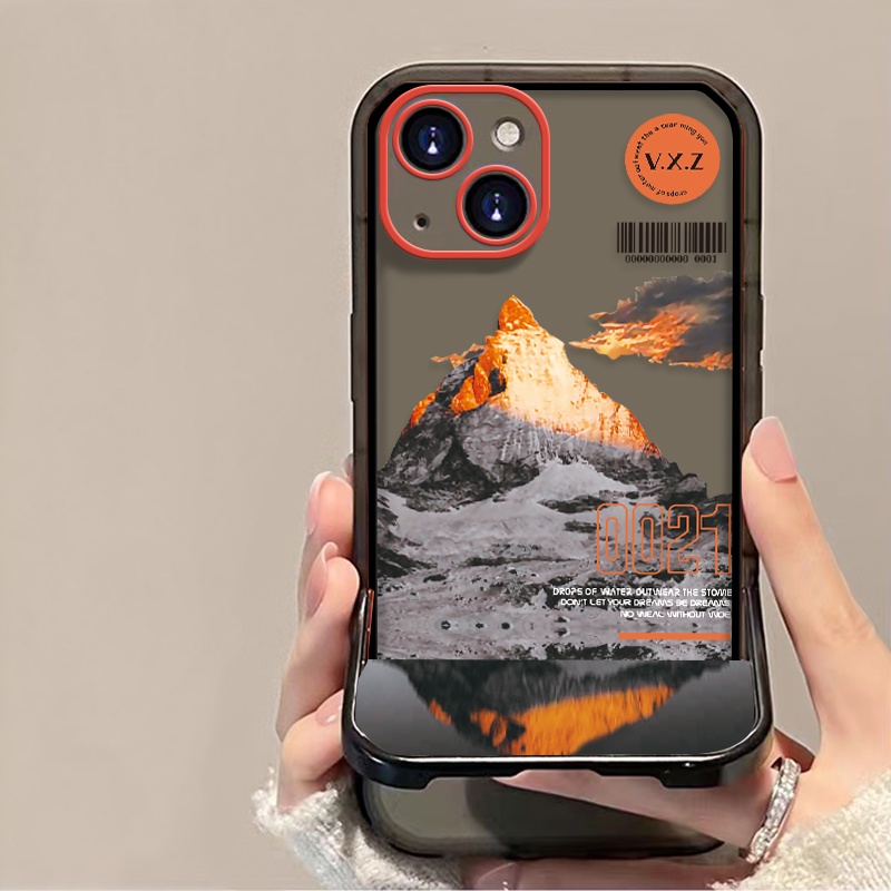 Soft Case TPU Transparan Motif Gunung Untuk Iphone 7 8 Plus X XS Max XR 11 12 13 Pro Max 6 6S