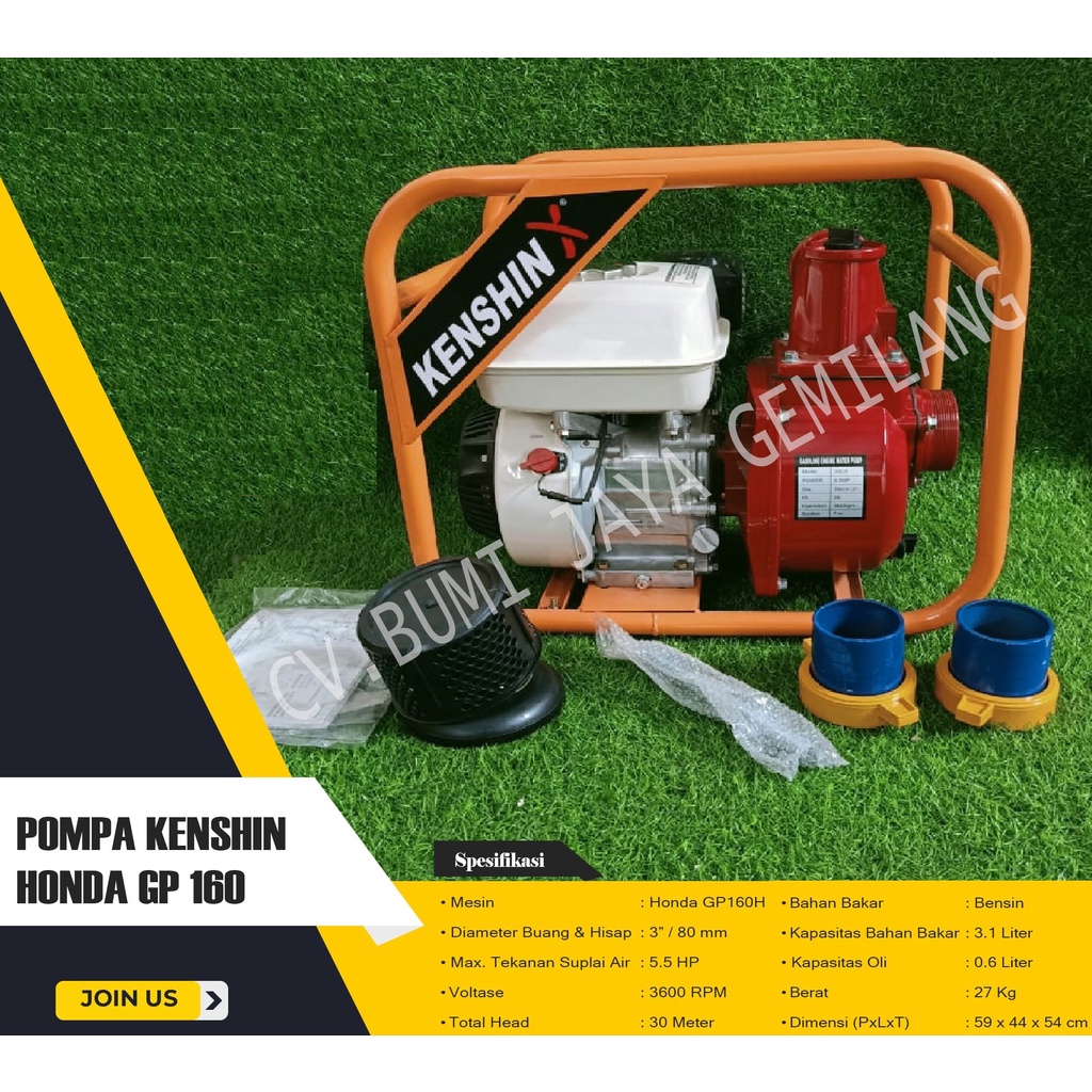 MESIN POMPA AIR SAWAH HONDA KENSHIN GP 160 3 INCH
