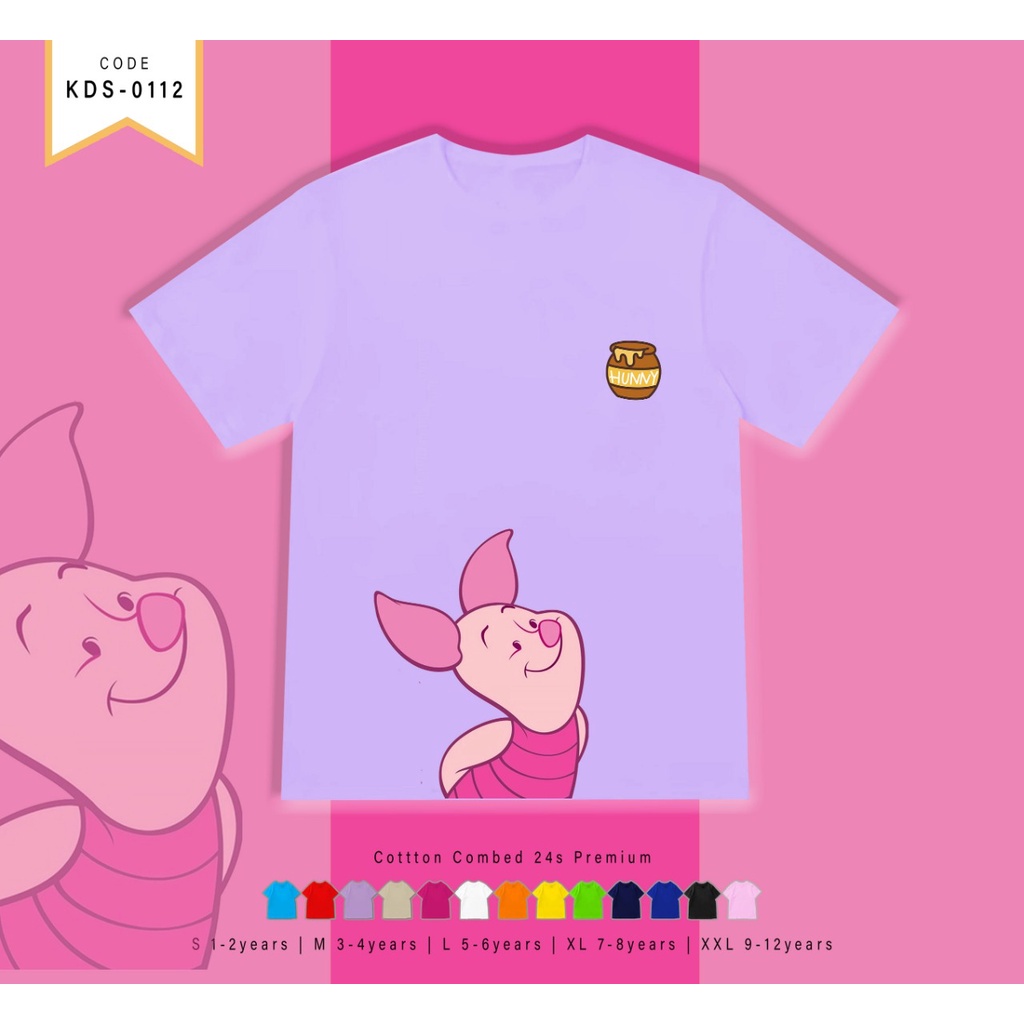 T-SHIRT KIDS / KAOS ANAK-ANAK BERGAMBAR PIGLET / CUSTOM TEE / MURAH